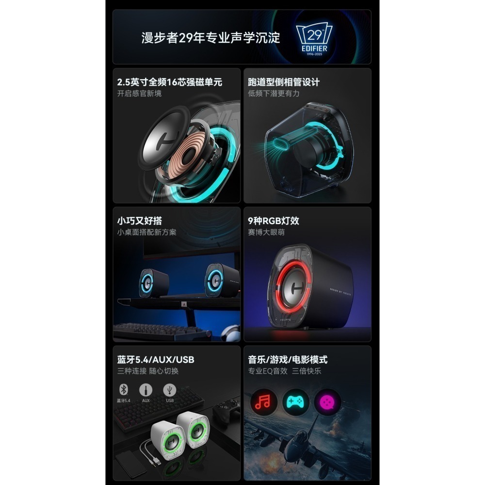 EDIFIER G1200(G1000 II) RGB藍牙電競喇叭｜桌機筆電首選｜R19BT玩家可參考｜原廠全新未拆-細節圖2