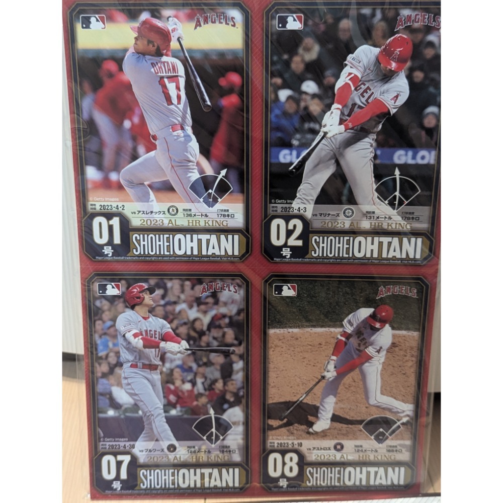 MLB 2023年大谷翔平美聯全壘打王紀念郵票、明信片組，明信片包含第一支到第44支全壘打的英姿-細節圖2