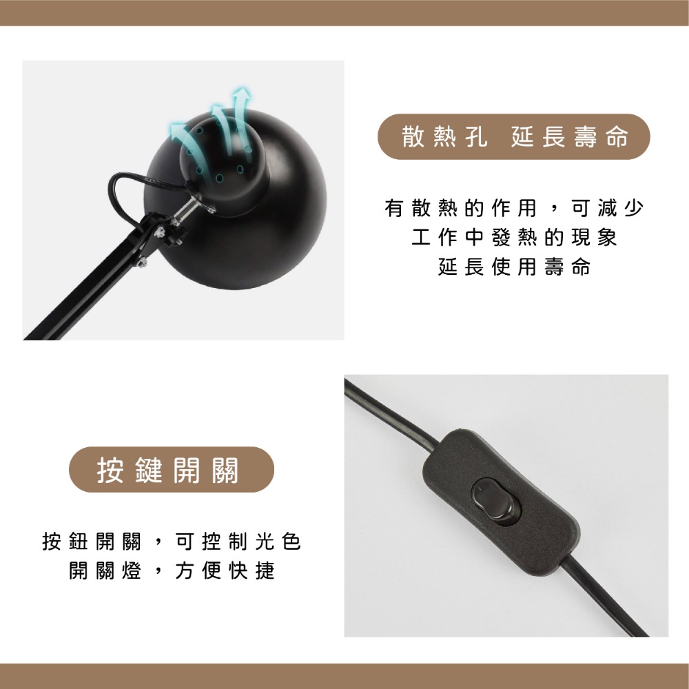 【職人照明】夾式工作燈 夾燈 檯燈 桌燈 書桌燈 台燈 臺燈 e27雙臂檯燈美甲燈LED工業風夾燈製圖燈麻將燈夾式燈-細節圖2