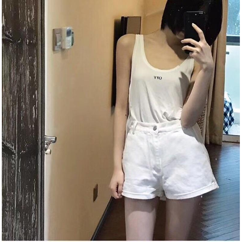 奈看服飾/現貨 純白色AA高腰經典短褲 彈力收腹顯瘦 包臀不露 卷邊短褲-細節圖8