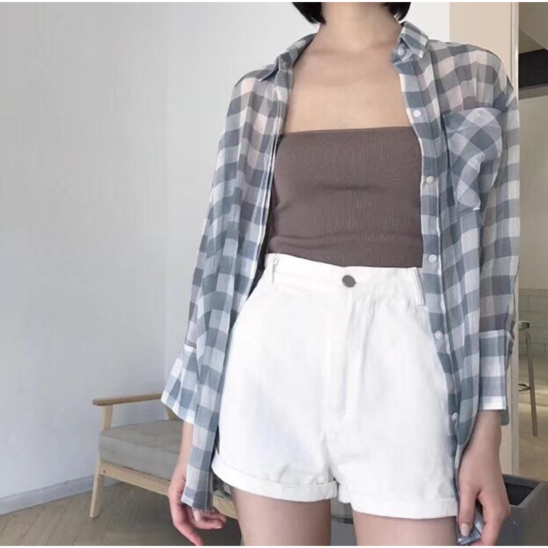 奈看服飾/現貨 純白色AA高腰經典短褲 彈力收腹顯瘦 包臀不露 卷邊短褲-細節圖9