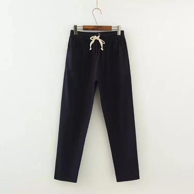 大碼 棉麻顯瘦哈倫褲 九分薄款小腳褲 透氣親膚 純棉麻-細節圖6