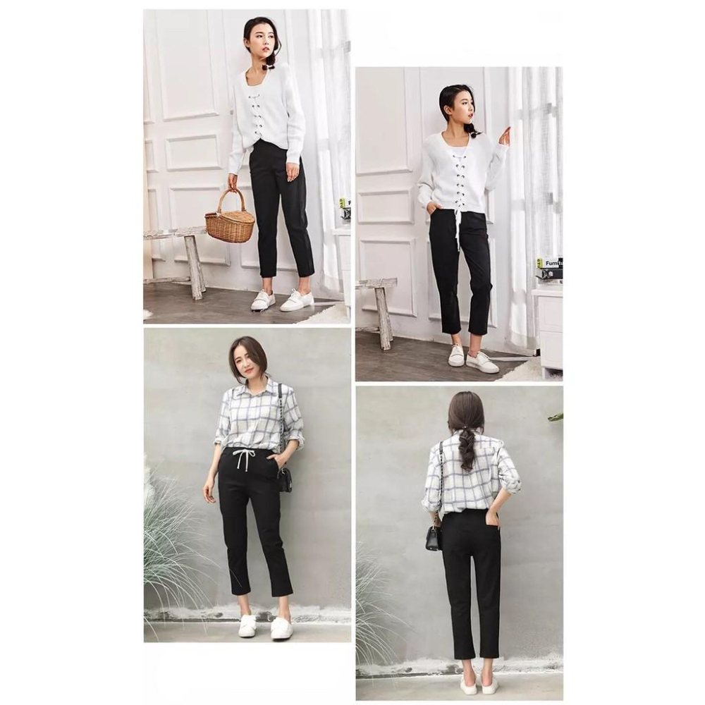 大碼 棉麻顯瘦哈倫褲 九分薄款小腳褲 透氣親膚 純棉麻-細節圖7