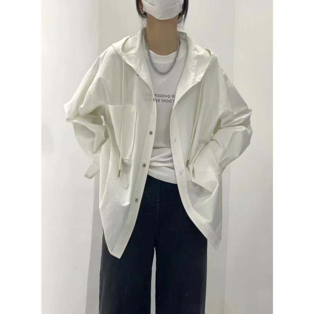 奈看服飾/韓國同步質感在線 可鹽可甜連帽襯衫外套 男友風寬鬆版外套 襯衫 連帽 外套-細節圖6