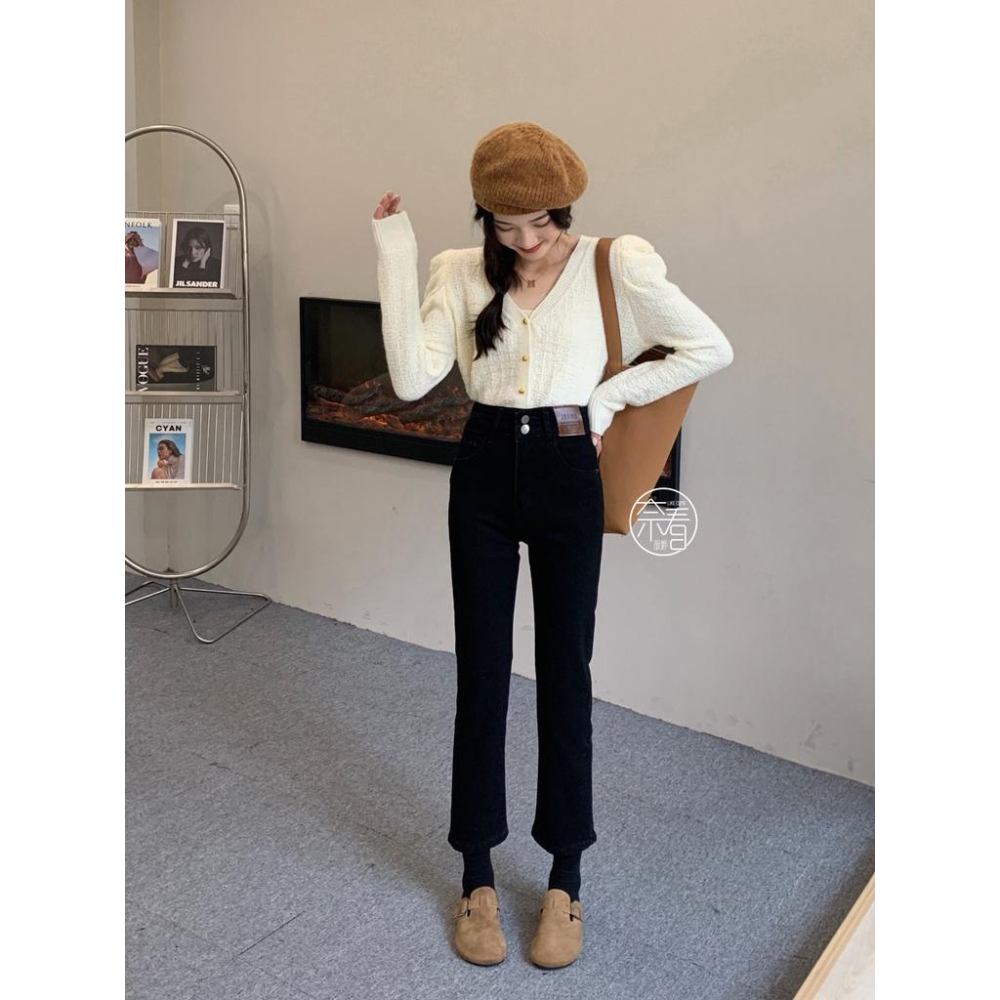 奈看服飾/自定!小皮標丹寧牛仔褲 百搭有感 三色-細節圖2