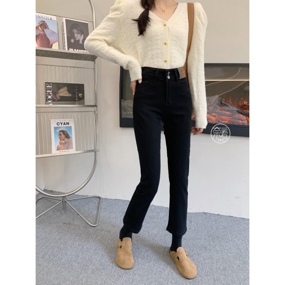 奈看服飾/自定!小皮標丹寧牛仔褲 百搭有感 三色-細節圖3