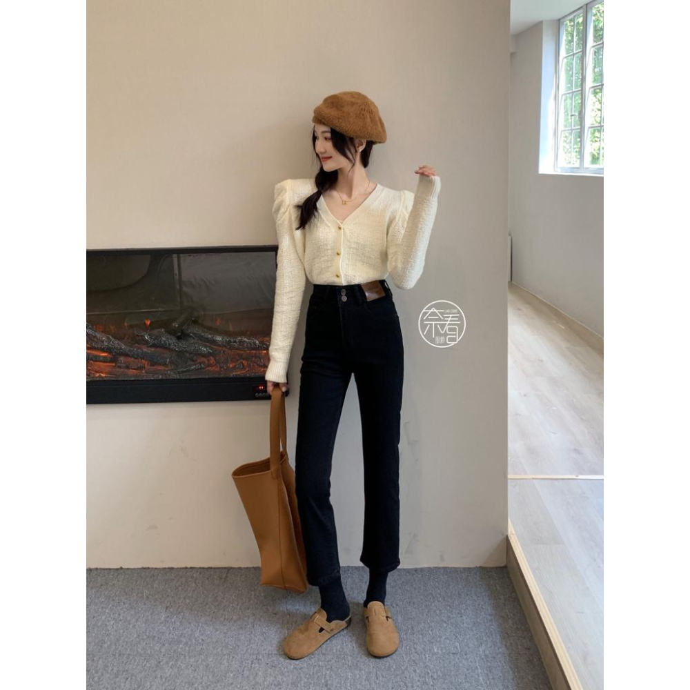 奈看服飾/自定!小皮標丹寧牛仔褲 百搭有感 三色-細節圖4