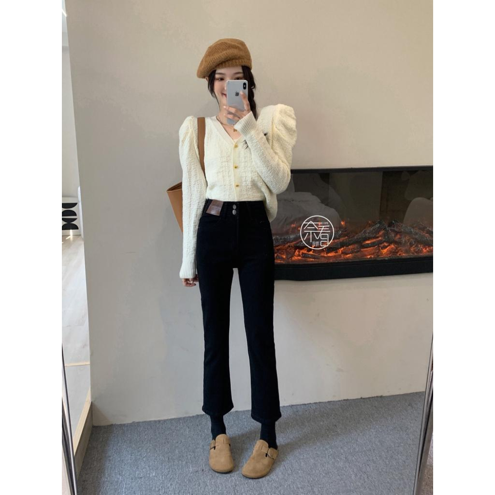 奈看服飾/自定!小皮標丹寧牛仔褲 百搭有感 三色-細節圖5