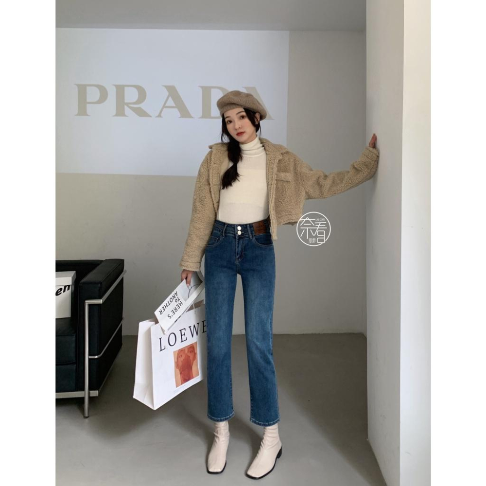 奈看服飾/自定!小皮標丹寧牛仔褲 百搭有感 三色-細節圖6