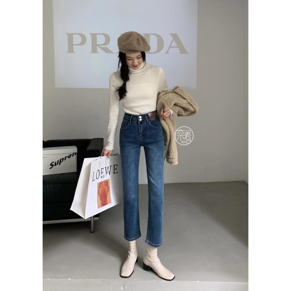 奈看服飾/自定!小皮標丹寧牛仔褲 百搭有感 三色-細節圖7