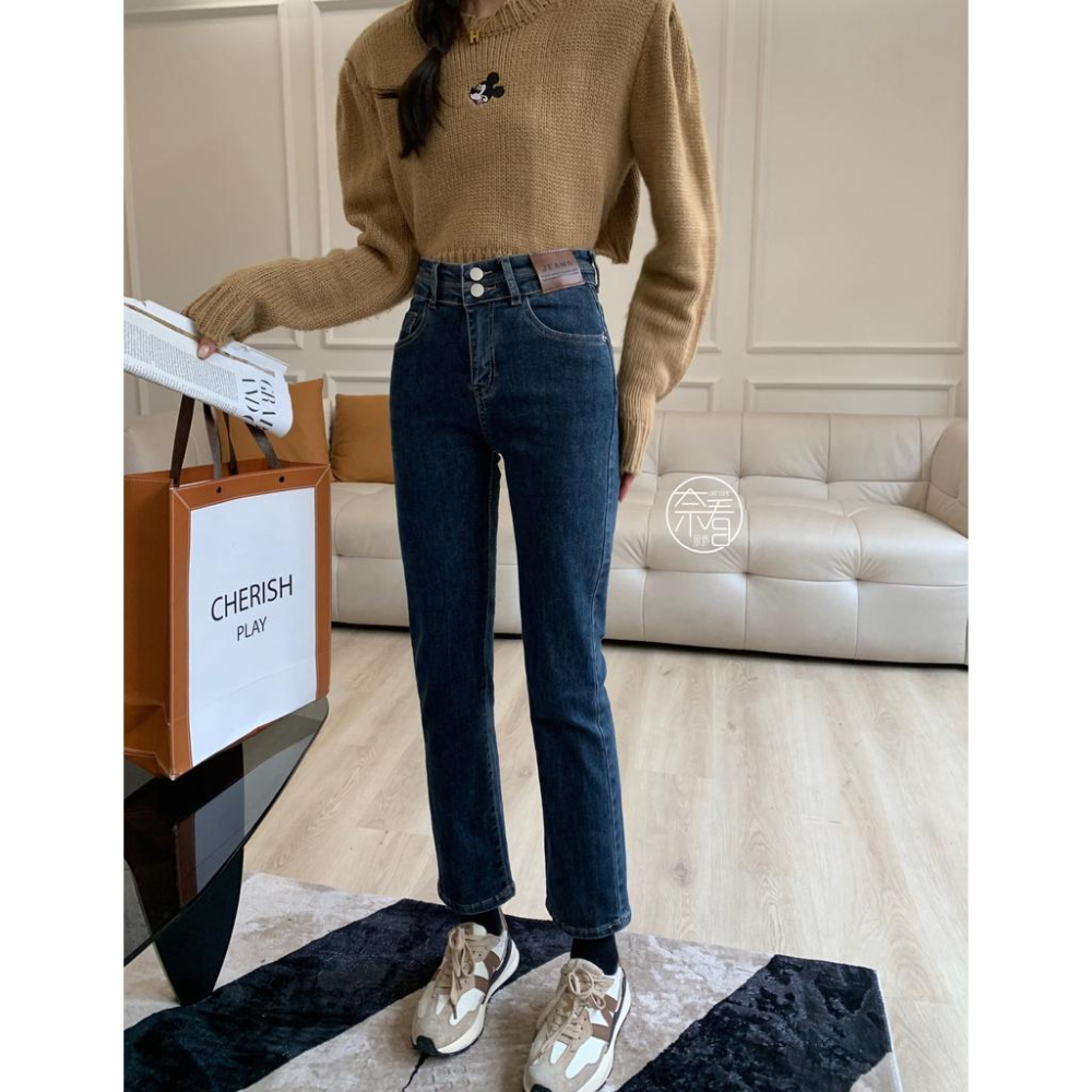 奈看服飾/自定!小皮標丹寧牛仔褲 百搭有感 三色-細節圖9