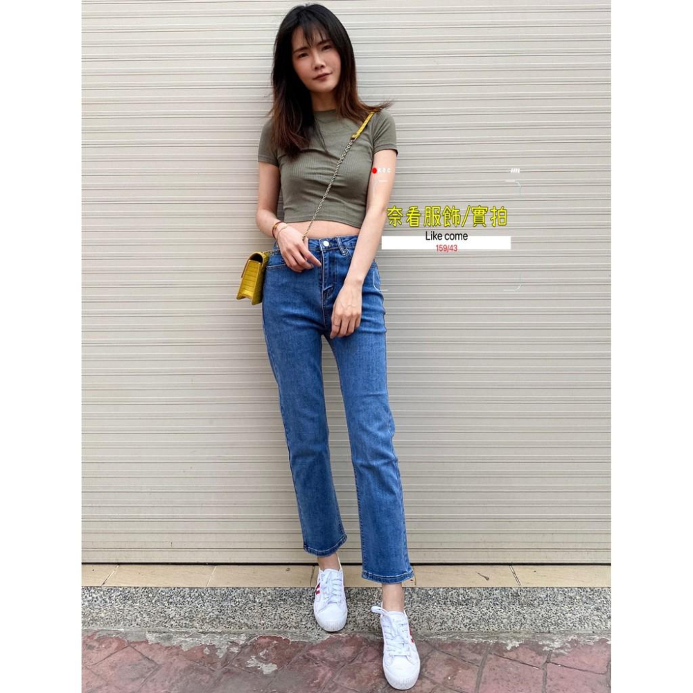 奈看實拍/~修飾腿形小直筒牛仔褲 有彈力不緊繃四季舒服穿-細節圖8