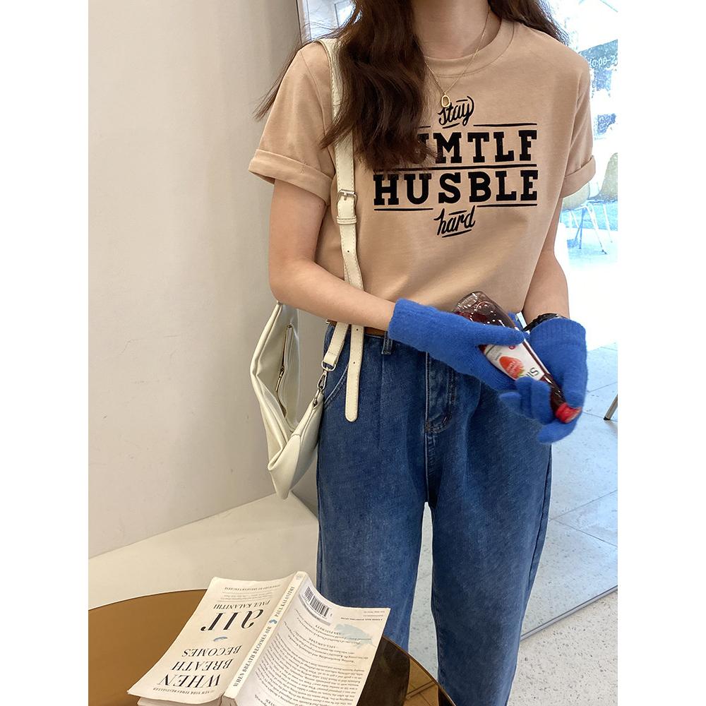 奈看服飾/ 質感超好的植絨字母美式小潮Tee設計磨毛上衣 短袖/t恤-細節圖3