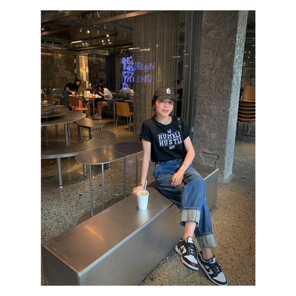 奈看服飾/ 質感超好的植絨字母美式小潮Tee設計磨毛上衣 短袖/t恤-細節圖8