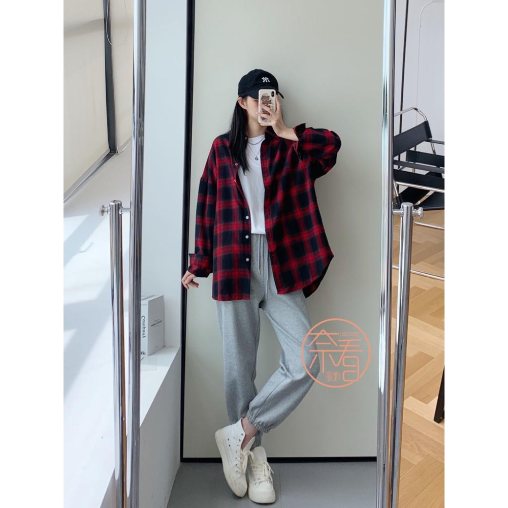 奈看實拍/24h出 超優惠價 耐看不過時男友風格紋襯衫 慵懶風百搭早秋薄搭外套-細節圖4