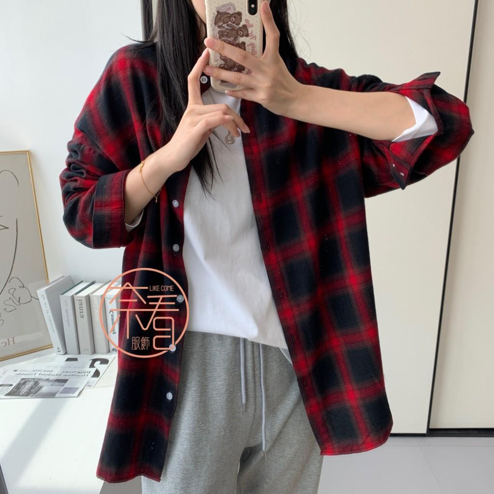 奈看實拍/24h出 超優惠價 耐看不過時男友風格紋襯衫 慵懶風百搭早秋薄搭外套-細節圖9