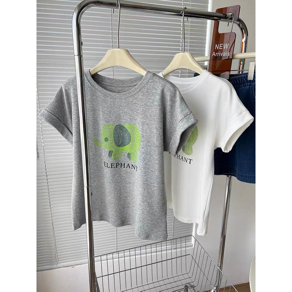 奈看服飾/可愛精小象T 加分顯瘦小飛袖設計 軟萌可愛t恤 上衣棉質 t恤-細節圖2