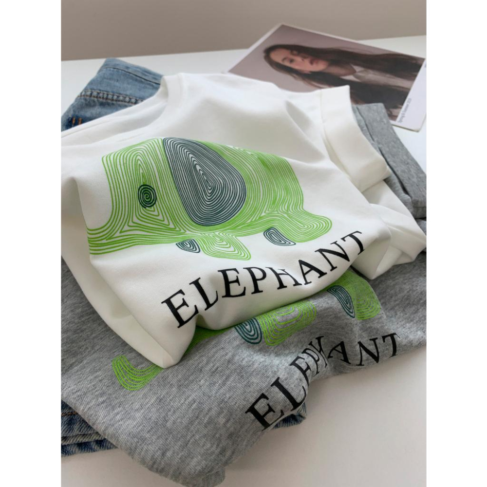 奈看服飾/可愛精小象T 加分顯瘦小飛袖設計 軟萌可愛t恤 上衣棉質 t恤-細節圖9