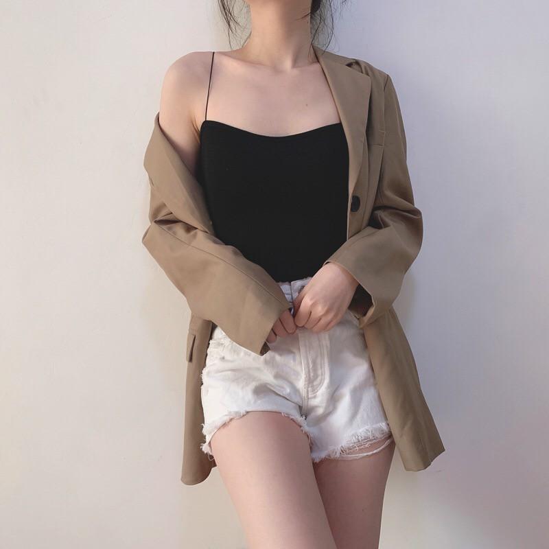 奈看新品/現貨 ~質感太好啦 ~小V領細膩螺紋棉背心 性感細肩帶美背款 單穿和內搭都好看-細節圖2