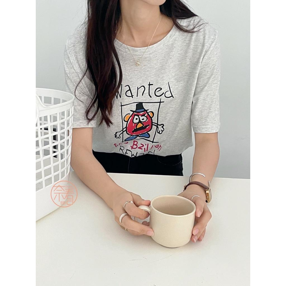 奈看服飾/可愛精 韓風同步叛逆土豆先生卡通T 減齡可愛T恤 短袖/上衣-細節圖5