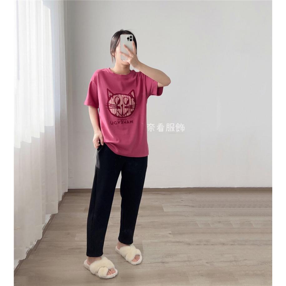 奈看服飾/可愛精高品質植絨貓咪三色Tee~舒服磨毛面料 三色可選-細節圖8