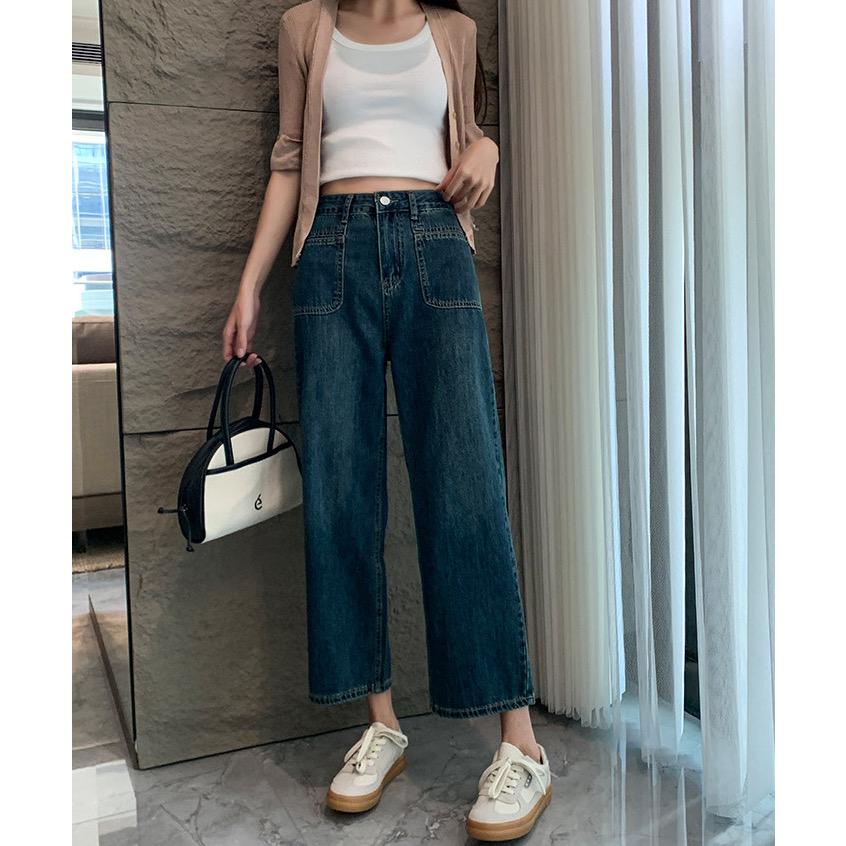 奈看服飾/長腿姐姐款遮肉牛仔寬褲 輕盈夏季穿也舒服 牛仔褲 九分褲 丹寧褲 休閒褲-細節圖5