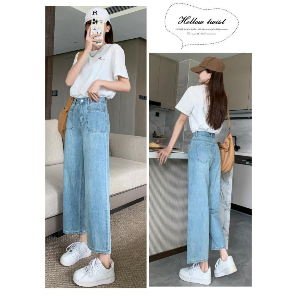 奈看服飾/長腿姐姐款遮肉牛仔寬褲 輕盈夏季穿也舒服 牛仔褲 九分褲 丹寧褲 休閒褲-細節圖6