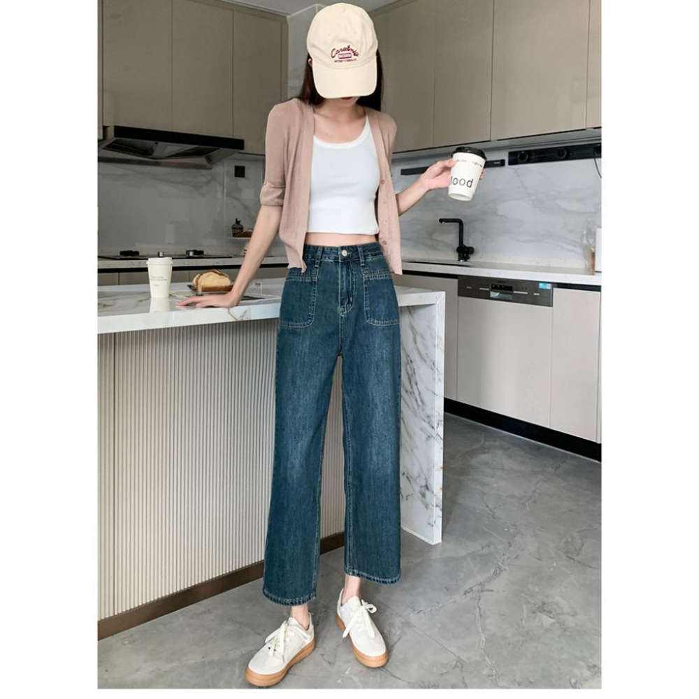 奈看服飾/長腿姐姐款遮肉牛仔寬褲 輕盈夏季穿也舒服 牛仔褲 九分褲 丹寧褲 休閒褲-細節圖7