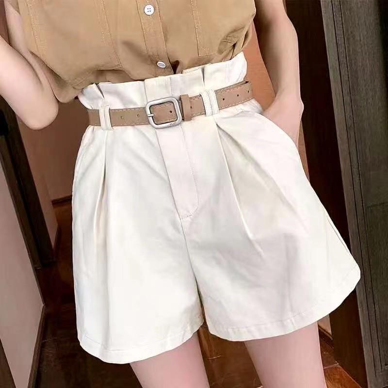 奈看服飾/有附皮帶/完全遮胯小鳥腿設計內折線顯瘦短褲 好穿親膚棉質-細節圖3