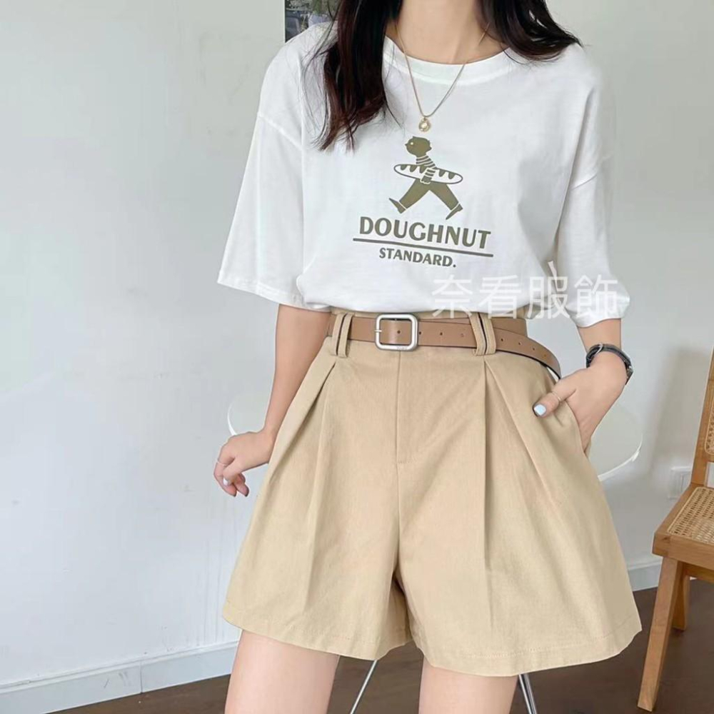 奈看服飾/有附皮帶/完全遮胯小鳥腿設計內折線顯瘦短褲 好穿親膚棉質-細節圖8