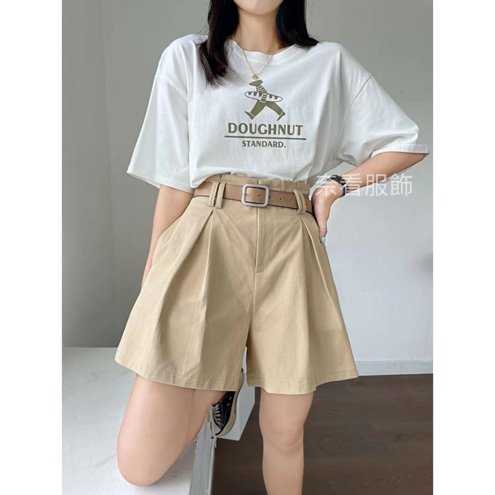 奈看服飾/有附皮帶/完全遮胯小鳥腿設計內折線顯瘦短褲 好穿親膚棉質-細節圖9