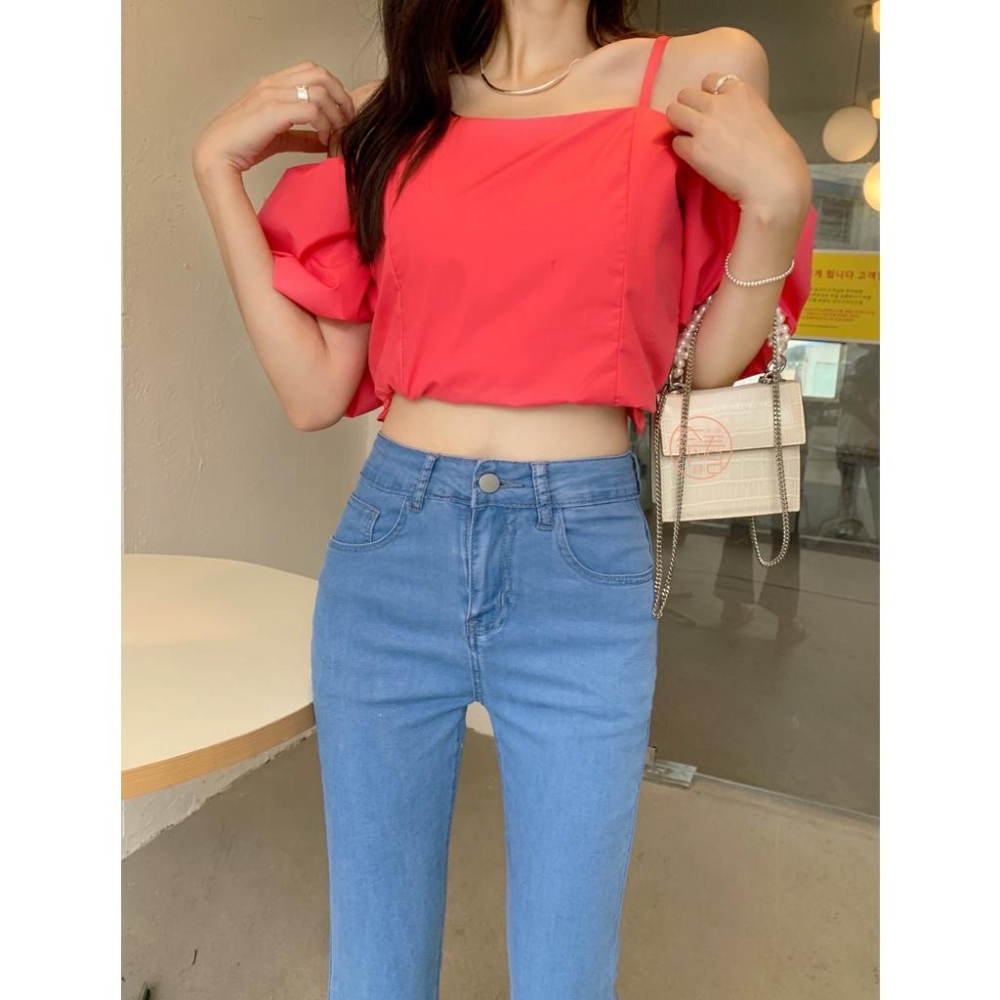 奈看服飾/~氣質微喇 輕薄透氣的柔軟天絲牛仔褲 高腰顯瘦版9分褲-細節圖3