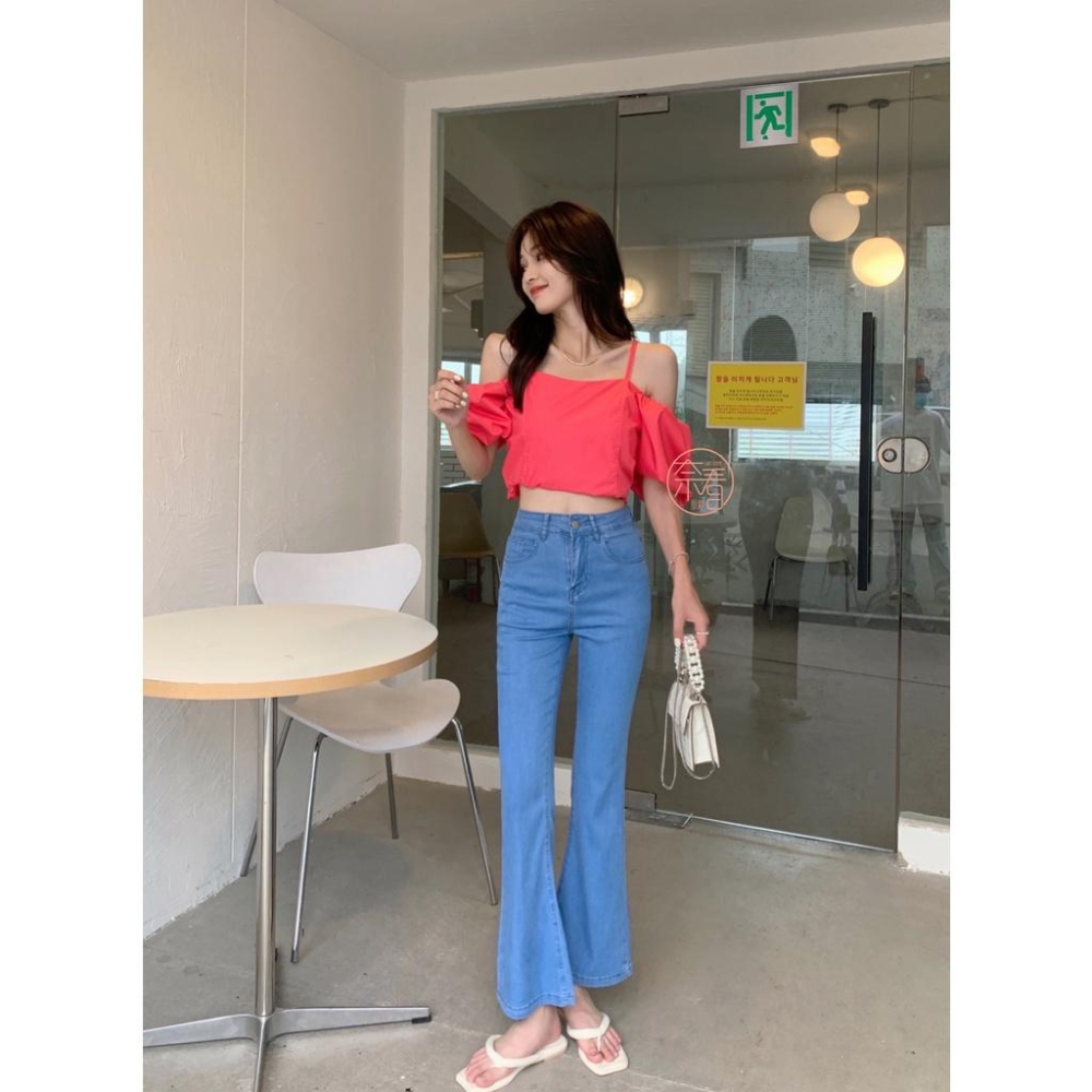 奈看服飾/~氣質微喇 輕薄透氣的柔軟天絲牛仔褲 高腰顯瘦版9分褲-細節圖5