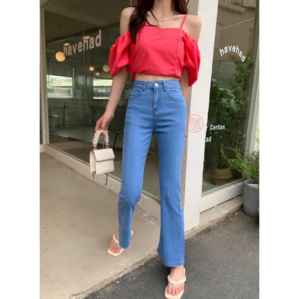 奈看服飾/~氣質微喇 輕薄透氣的柔軟天絲牛仔褲 高腰顯瘦版9分褲-細節圖6