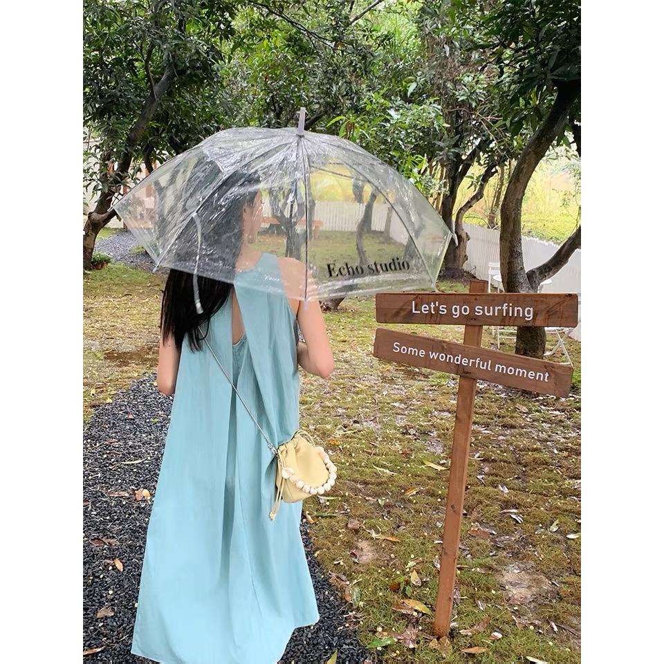 奈看服飾/唯美氣質必買款 美翻baby藍掛脖洋裝裙 度假休閒裙-細節圖9