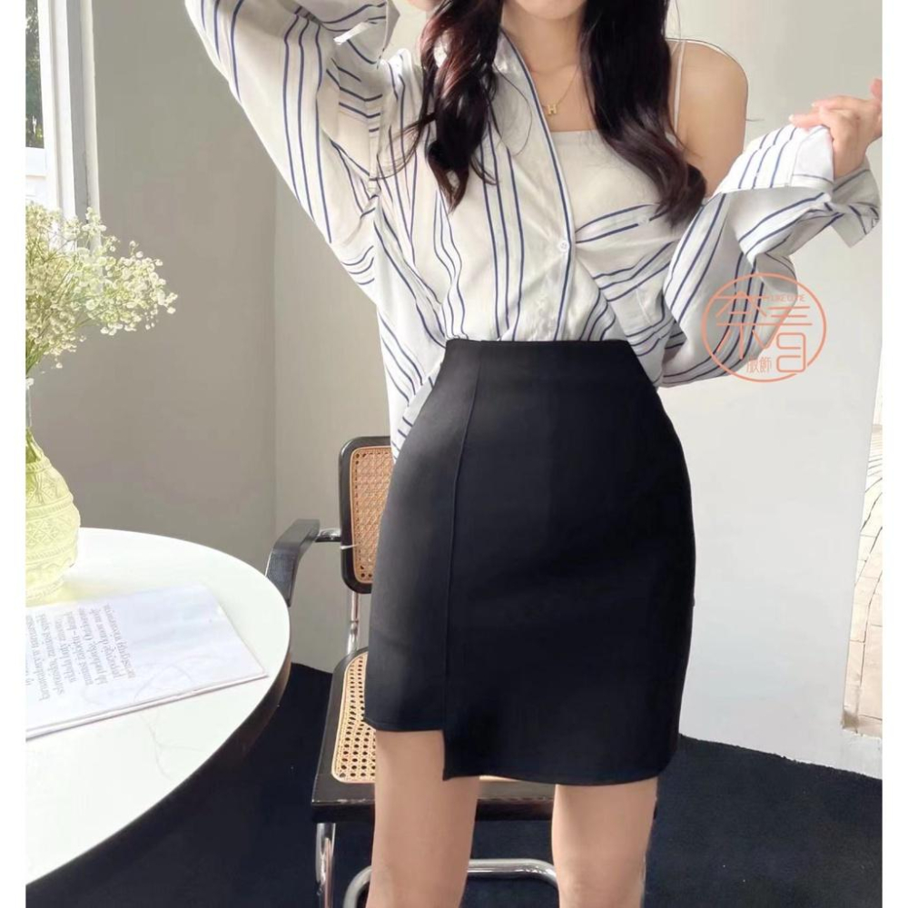 奈看服飾/現貨 極致性感窄A收腰包臀彈力裙 加寬側開衩顯瘦線一步裙 實拍實錄-細節圖3