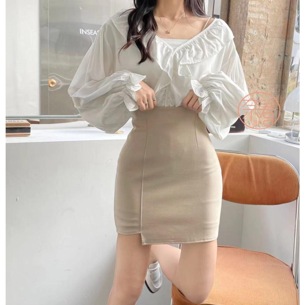 奈看服飾/現貨 極致性感窄A收腰包臀彈力裙 加寬側開衩顯瘦線一步裙 實拍實錄-細節圖6