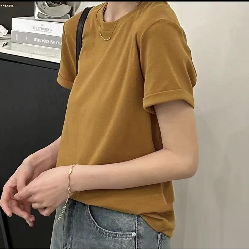 奈看服飾/韓風極簡顯白三色短袖 反折袖 棉質短袖 上衣 短袖 T恤-細節圖2
