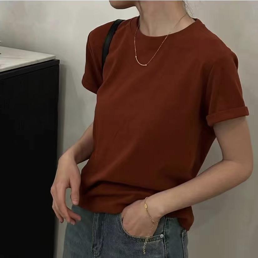 奈看服飾/韓風極簡顯白三色短袖 反折袖 棉質短袖 上衣 短袖 T恤-細節圖4