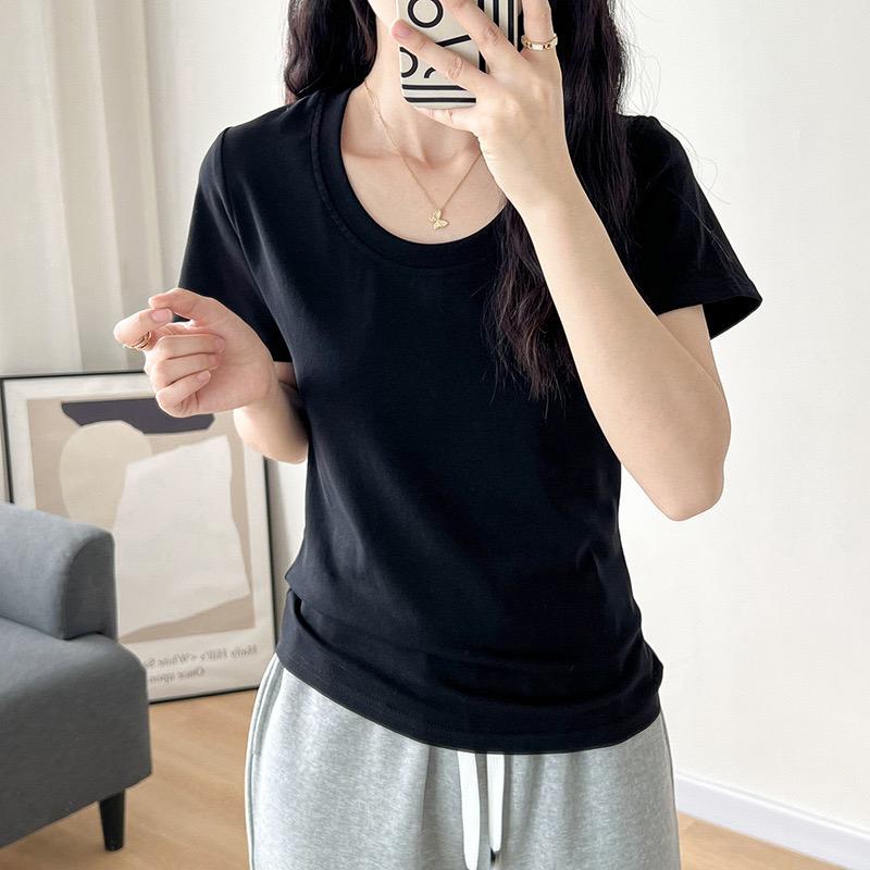 奈看服飾/實拍品質 奶糥95%細膩棉 實拍品質不透光不起毛球質感水滴領tee 三色-細節圖2