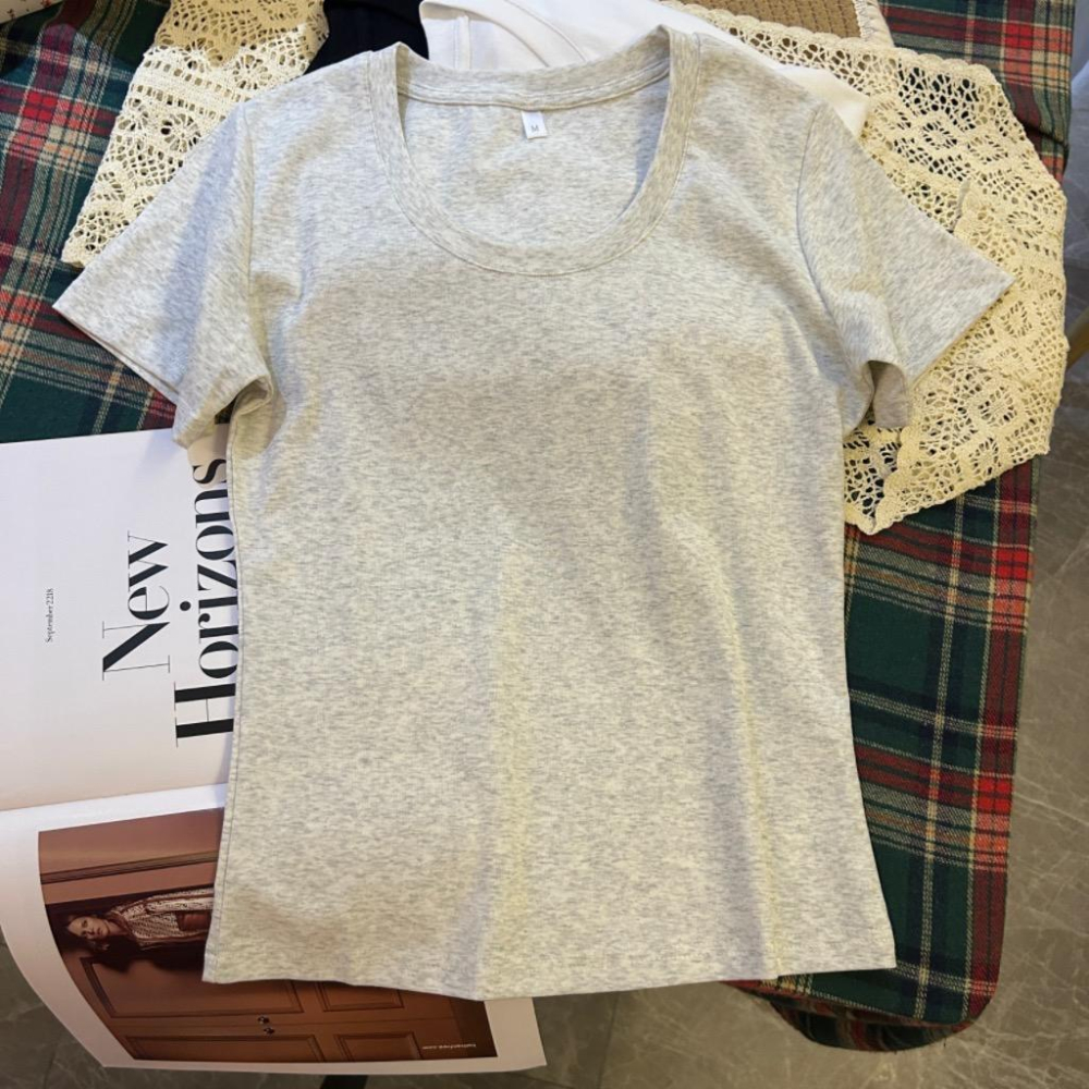 奈看服飾/實拍品質 奶糥95%細膩棉 實拍品質不透光不起毛球質感水滴領tee 三色-細節圖7