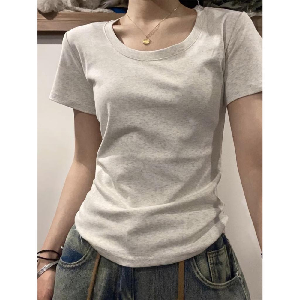 奈看服飾/實拍品質 奶糥95%細膩棉 實拍品質不透光不起毛球質感水滴領tee 三色-細節圖9