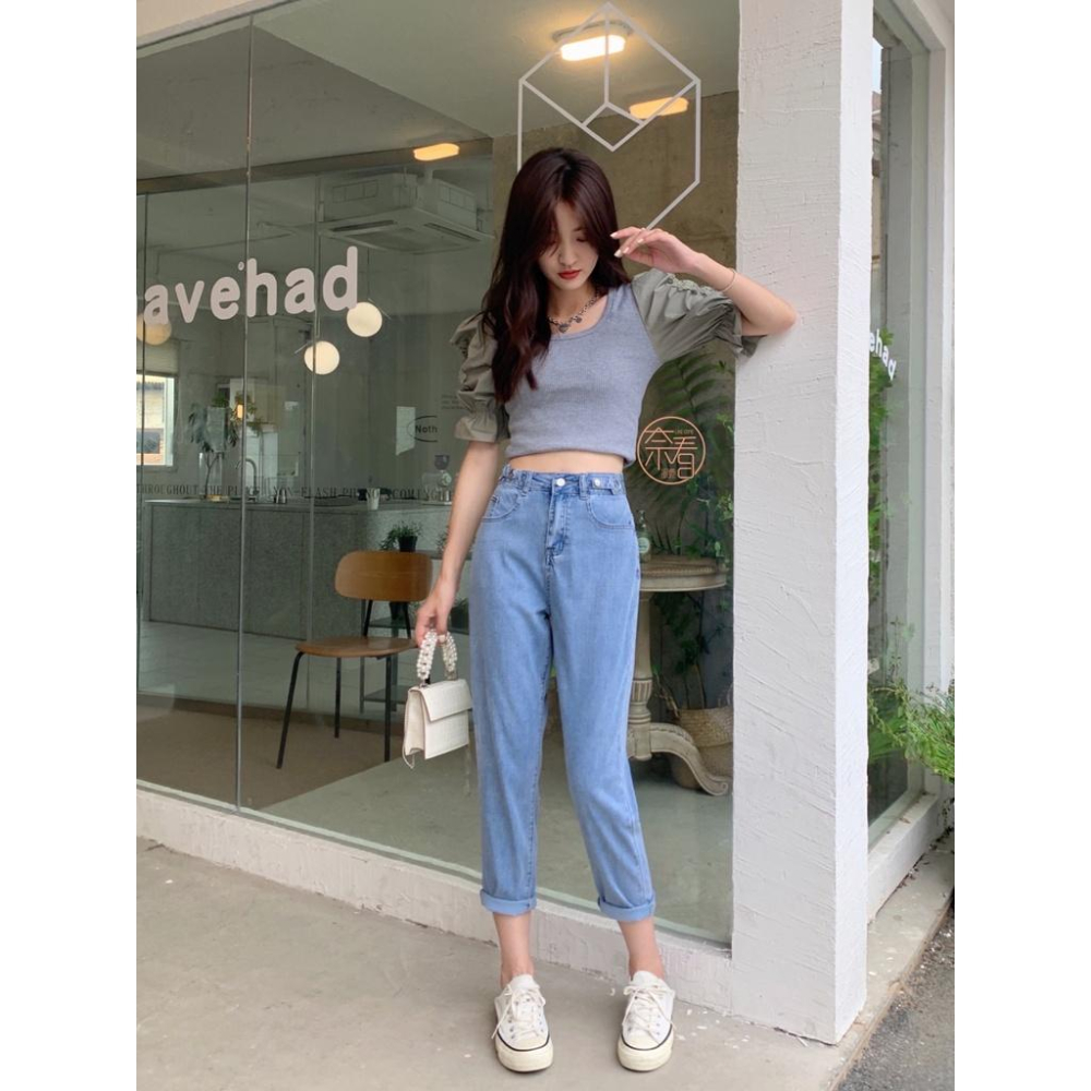 奈看服飾/自定款~極薄有彈性腰可調節天絲版哈倫牛仔褲 不挑身材-細節圖2