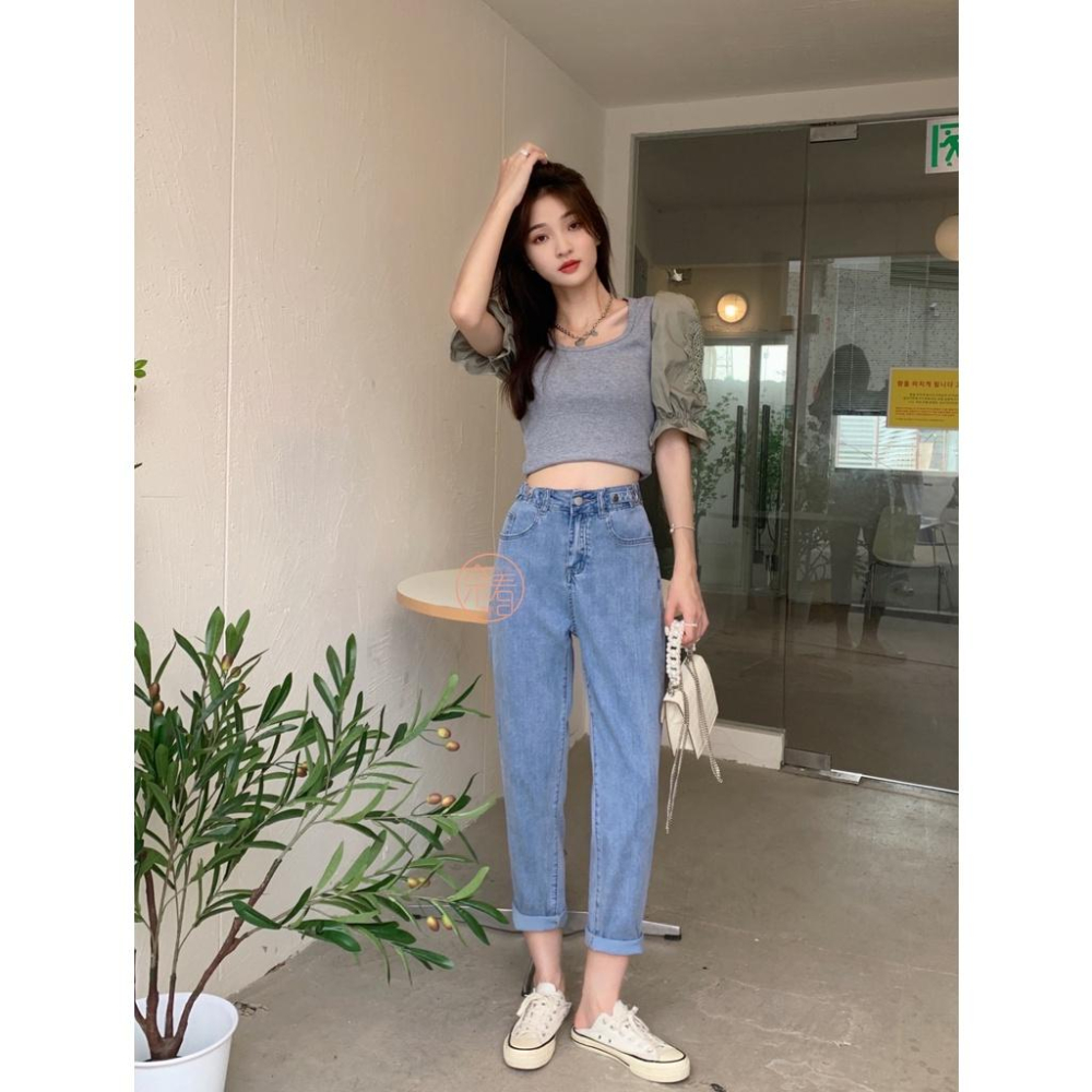 奈看服飾/自定款~極薄有彈性腰可調節天絲版哈倫牛仔褲 不挑身材-細節圖4