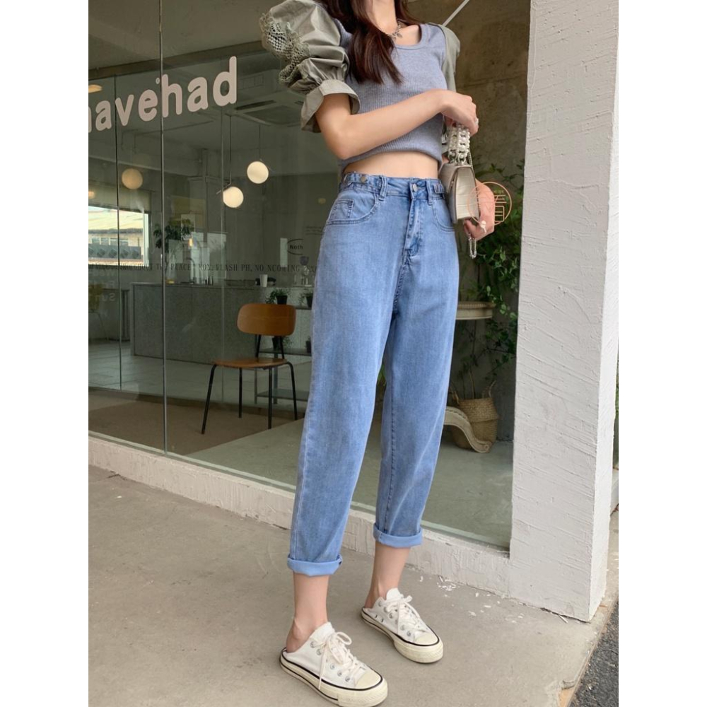 奈看服飾/自定款~極薄有彈性腰可調節天絲版哈倫牛仔褲 不挑身材-細節圖5