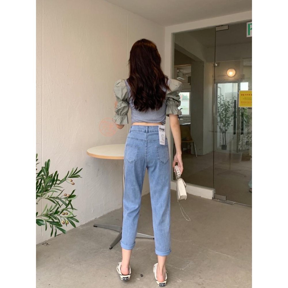 奈看服飾/自定款~極薄有彈性腰可調節天絲版哈倫牛仔褲 不挑身材-細節圖7