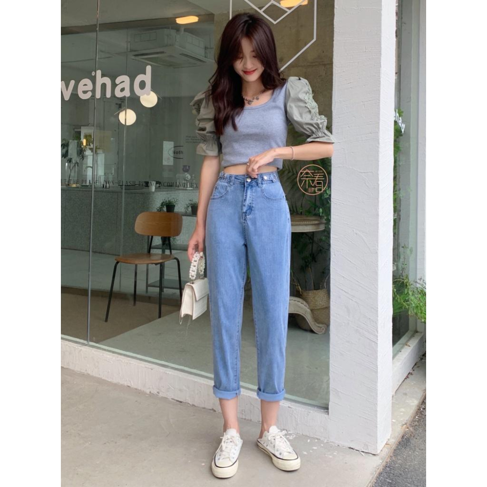 奈看服飾/自定款~極薄有彈性腰可調節天絲版哈倫牛仔褲 不挑身材-細節圖9