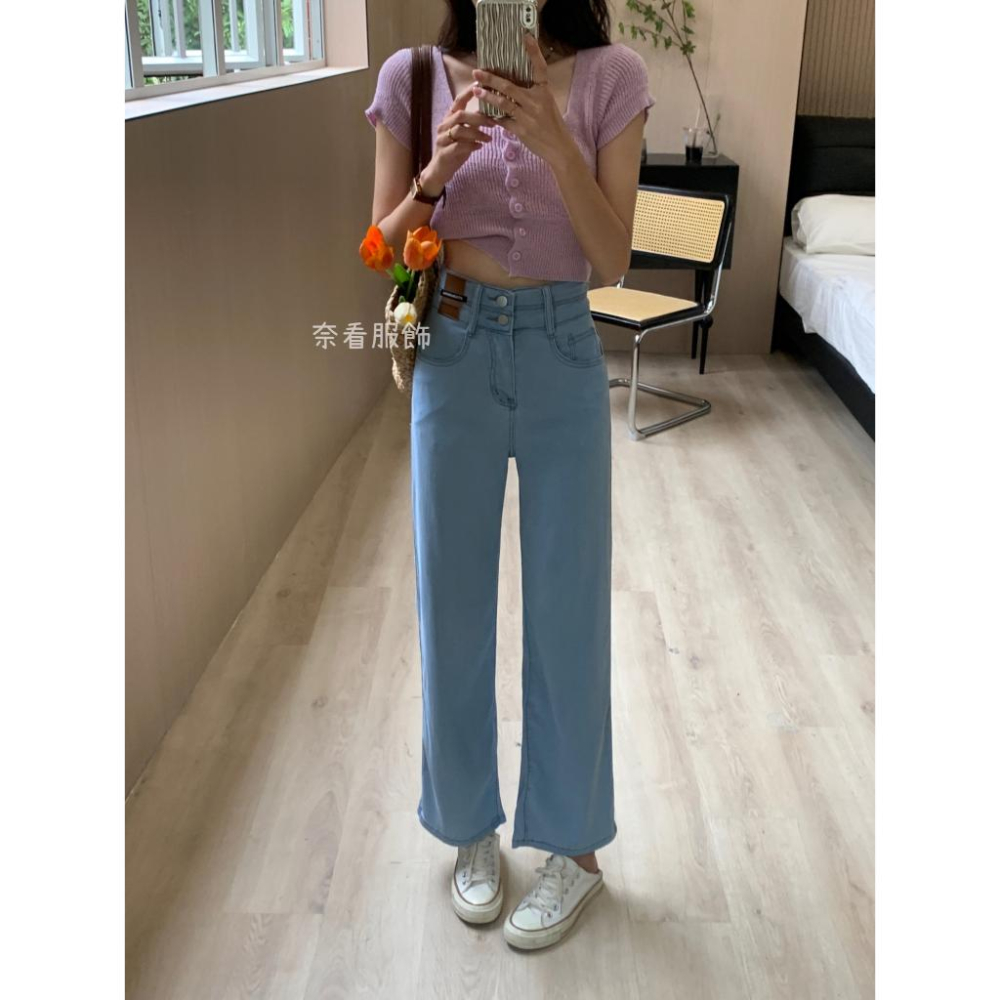 奈看服飾/現貨 冰感抗鄒夏季救星天絲極薄褲 祼感褲 天絲褲 寬褲 二粒扣-細節圖2