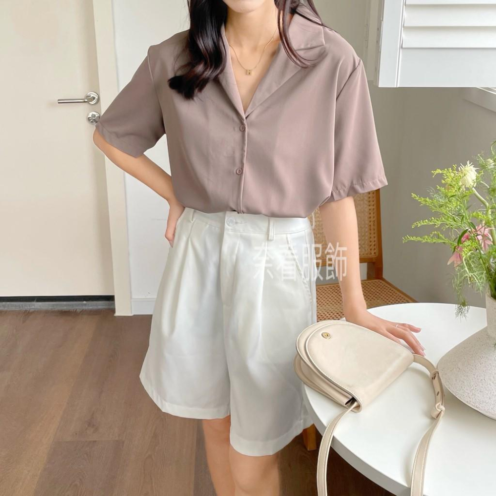 奈看實拍/值得入手~新增長袖 莫蘭迪完美低飽和色 至簡翻領夏日衣櫥必備上衣 好穿-細節圖5