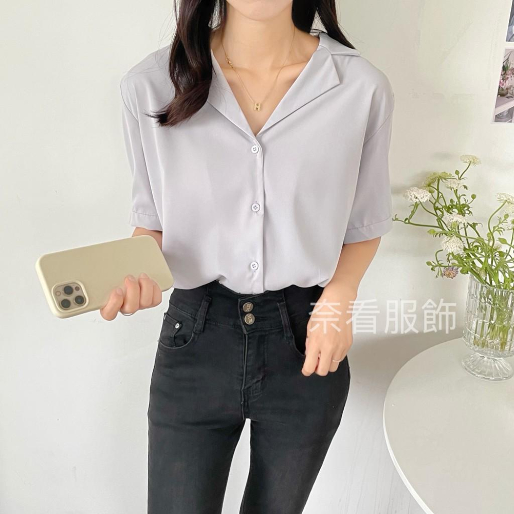 奈看實拍/值得入手~新增長袖 莫蘭迪完美低飽和色 至簡翻領夏日衣櫥必備上衣 好穿-細節圖6